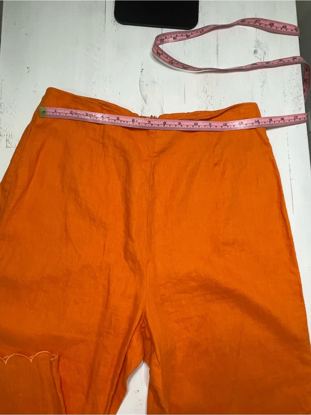 Reformation Orange Linen Scalloped Hem Ankle Pants Size 8